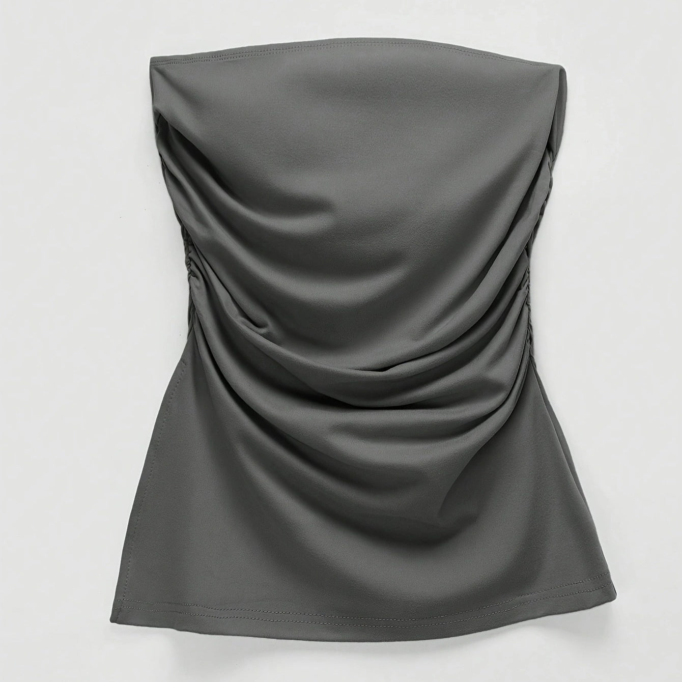 Ladies' Spring And Summer Gray Solid Color Strapless Off Shoulder One Shoulder Casual Versatile Vest Top