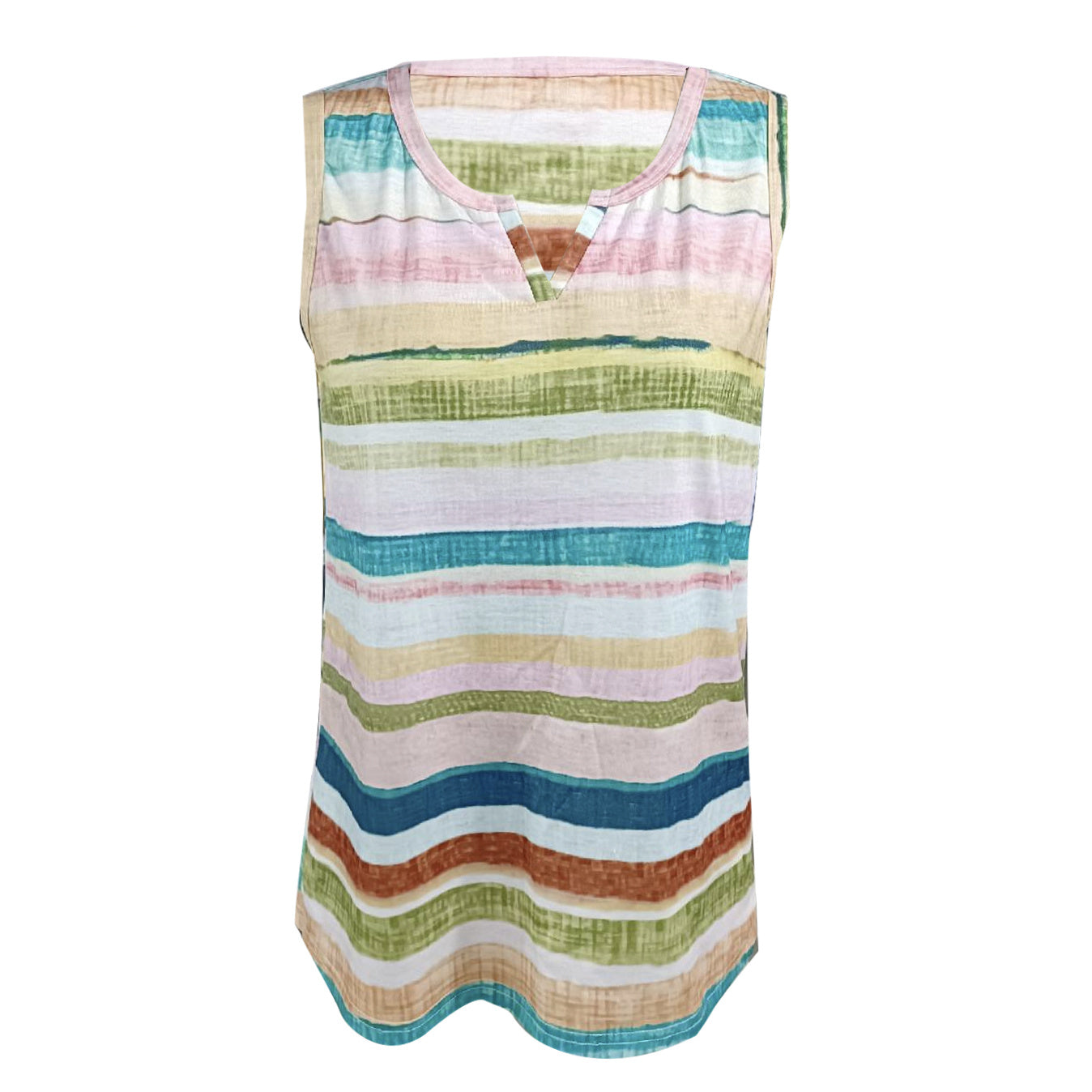 Ladies' V-neck Tie Dye Sleeveless Rainbow Colored Striped Print Proud Moon Tank Top Vest