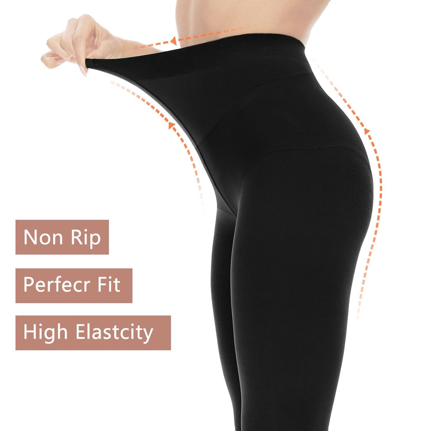 Close-up of the fabric texture of 80 denier opaque tights.