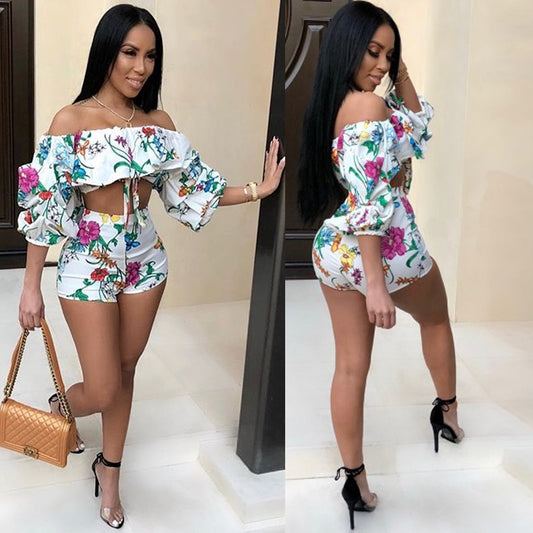 “Digital Print Pile Sleeves Two-Piece Set - A Sexy European and American Style”