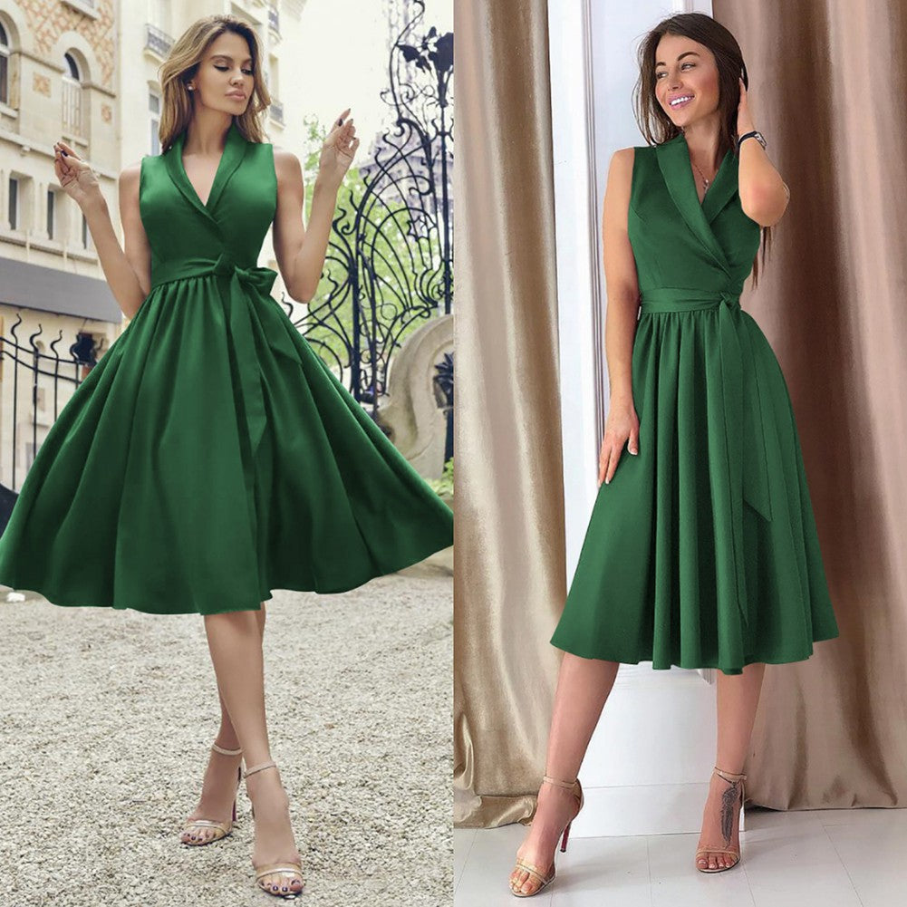 “Elegant Women’s Belted Midi Dress with a Casual Twist