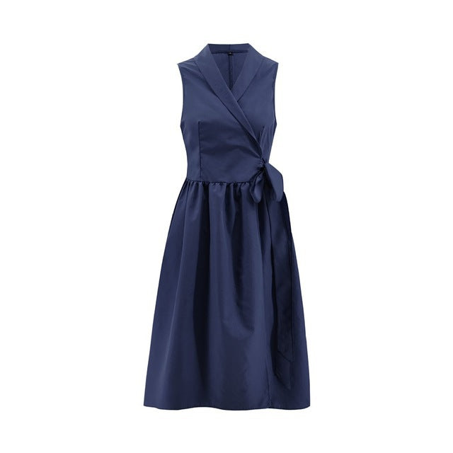 “Elegant Women’s Belted Midi Dress with a Casual Twist