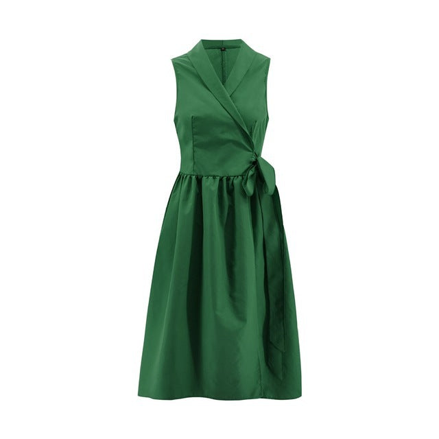 “Elegant Women’s Belted Midi Dress with a Casual Twist