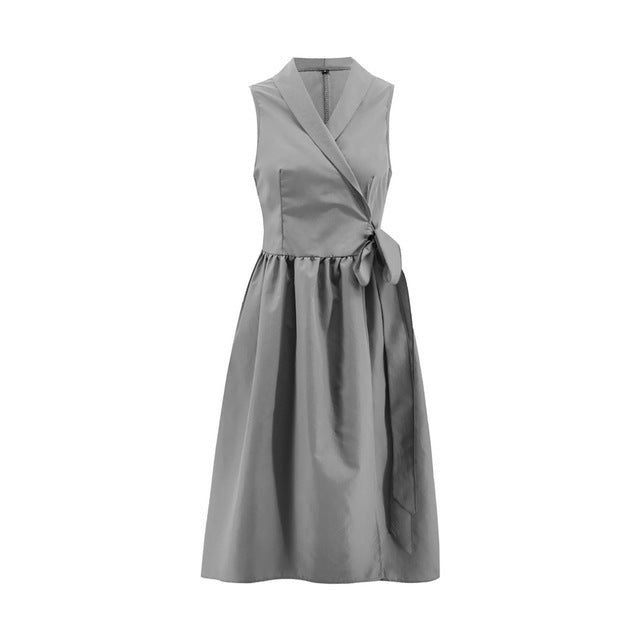 “Elegant Women’s Belted Midi Dress with a Casual Twist