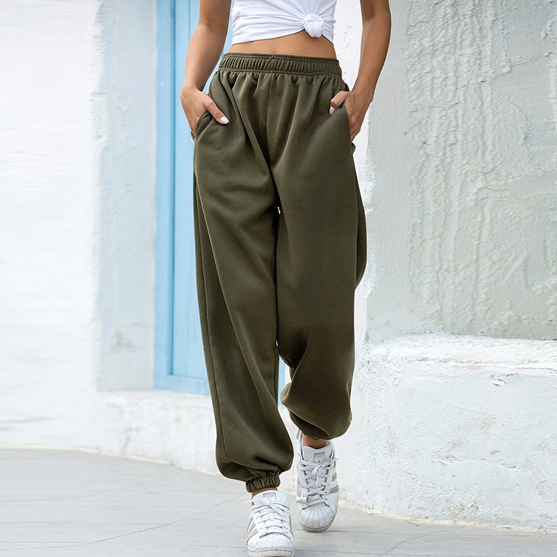 High waist casual track pants