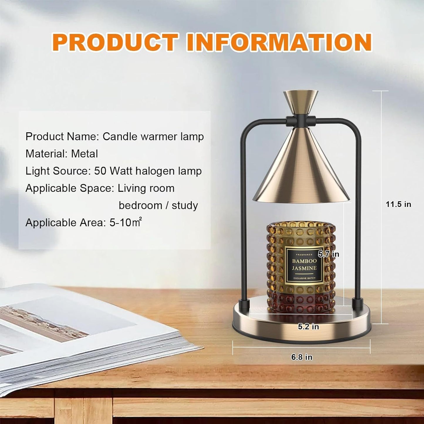 Dimmable Candle Warmer Lamp with Timer, Compatible with All Candle Sizes,