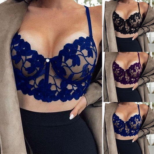 “Sexy Lace Sling Bra Underwear with Fashionable Perspective Design”