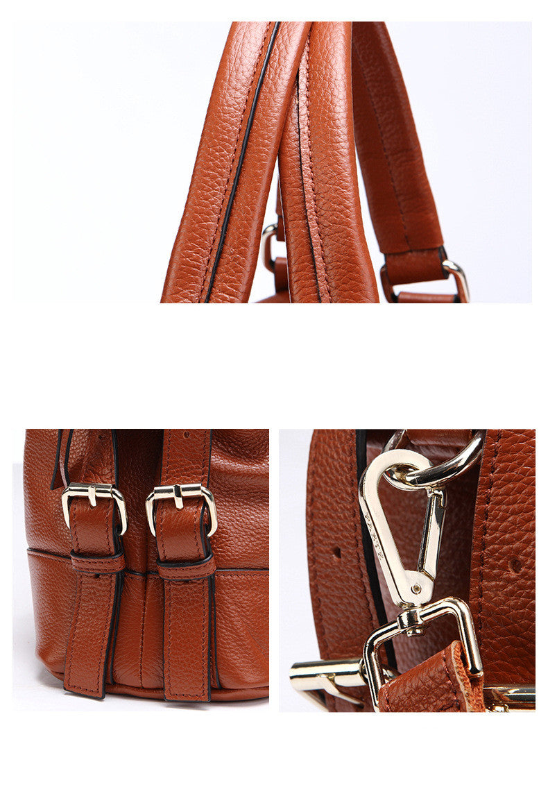 “Luxurious Top Layer Cowhide Leather Bag for Ladies - European and American Style”
