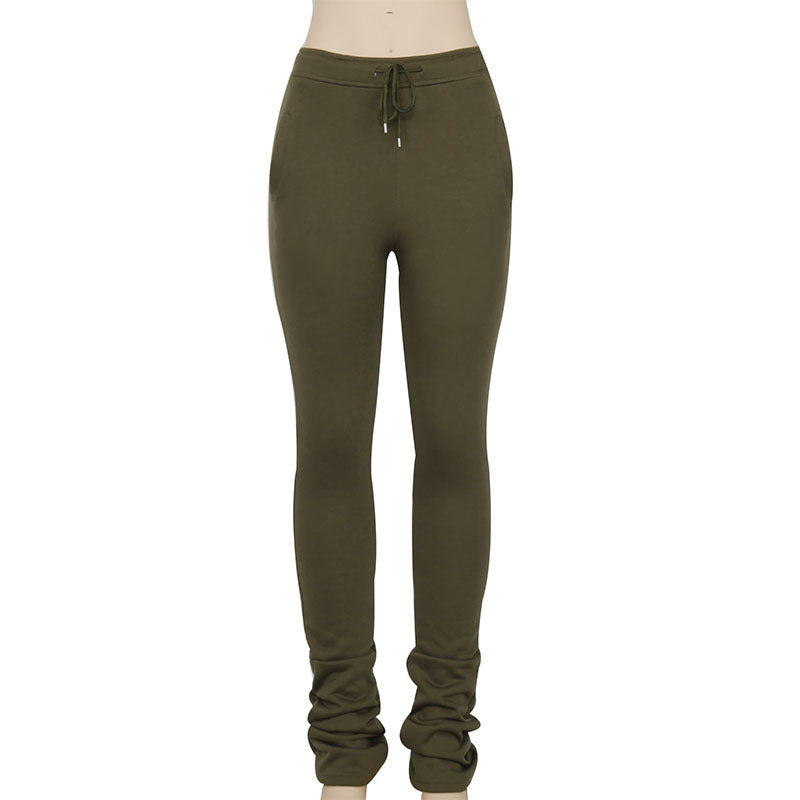 "Versatile High-Waisted Trousers with Adjustable Drawstring and Pleats"