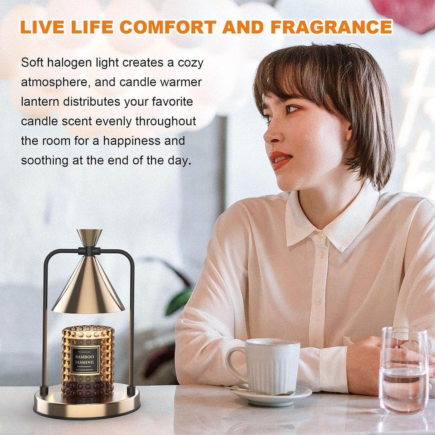 Dimmable Candle Warmer Lamp with Timer, Compatible with All Candle Sizes,