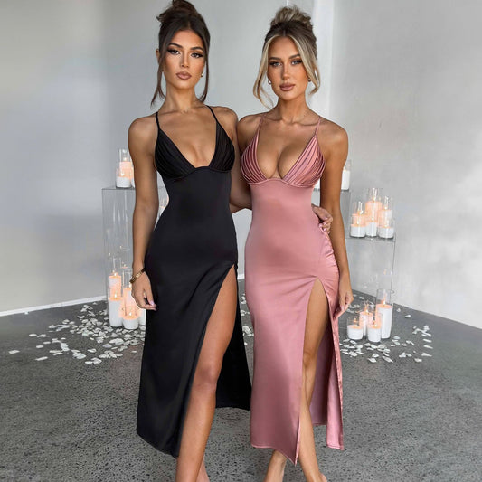 Deep V-Neck Spaghetti Strap Party Dress