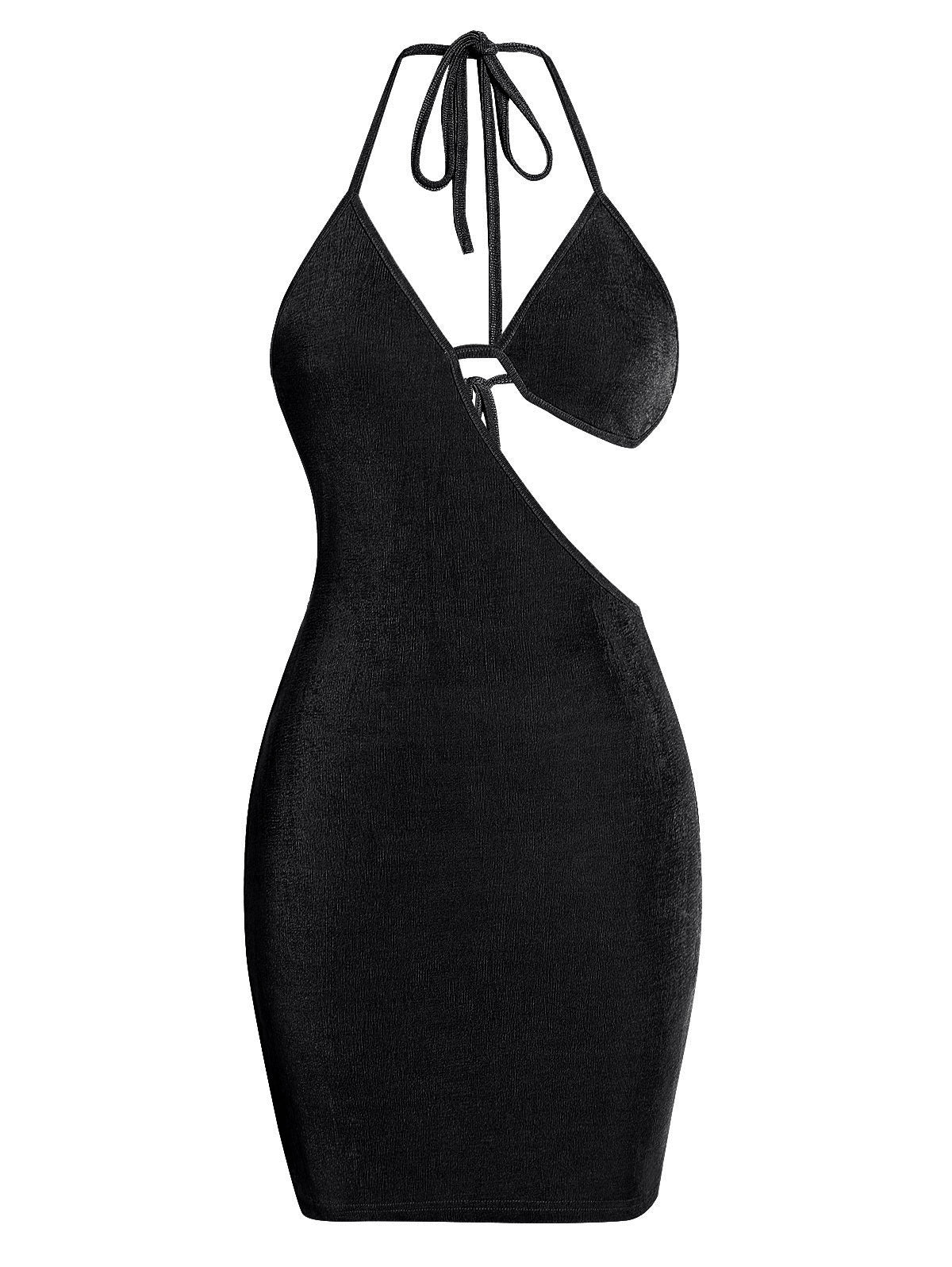 Women Sexy Bodycon Party Dresses Backless Spaghetti Straps Bra Cutout Jersey Halter Naughty Clubwear