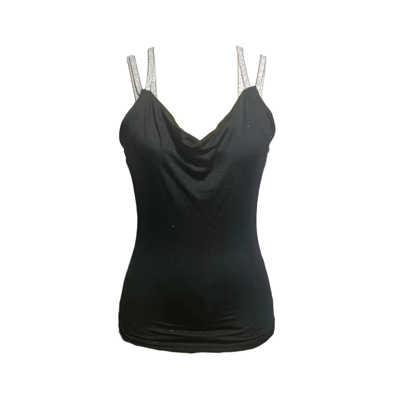 Women's Solid Color V-neck Rhinestone Shoulder Strap Sequin Fashionable And Sexy Camisole Vest